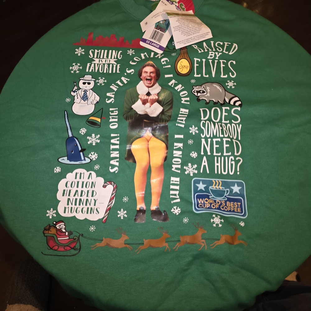 NWT Elf Talking Buddy Bright Green Holiday Crew Neck XXL Plus - Picture 5 of 5
